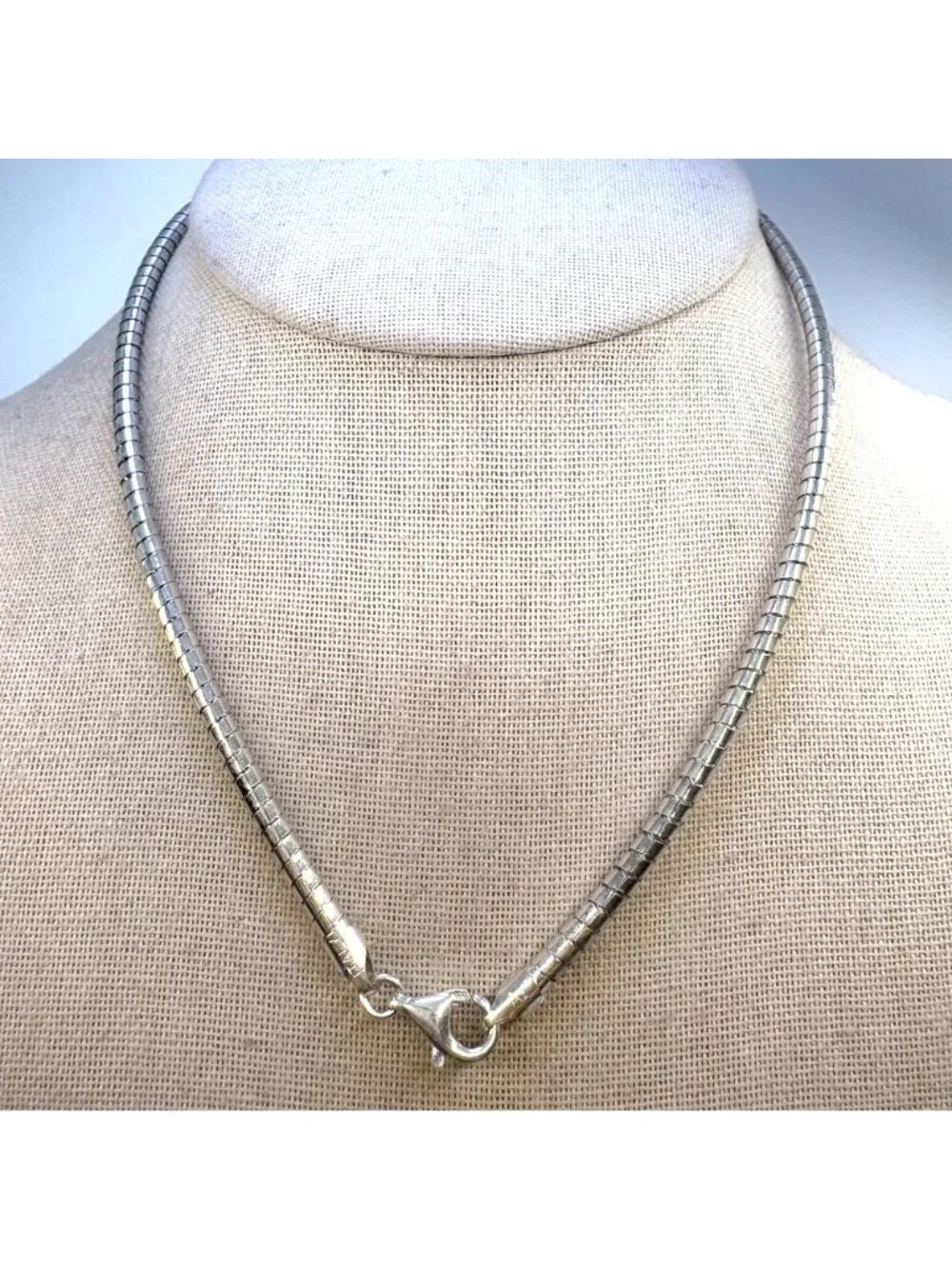 Omega Link Chain Necklace Sterling Silver 925 Size 16